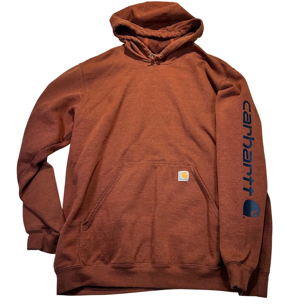 Carhartt Hoodie Mens XL Burnt Orange Logo Sleeve Midweight Workwear K288β